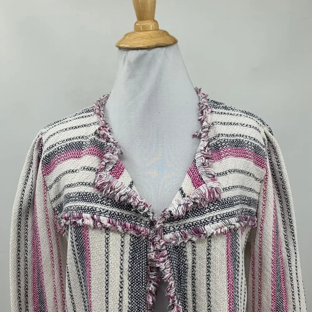 Nic+Zoe Jacket Womens M Medium Multi Dashing Days Knit Open Front Tweed Cropped